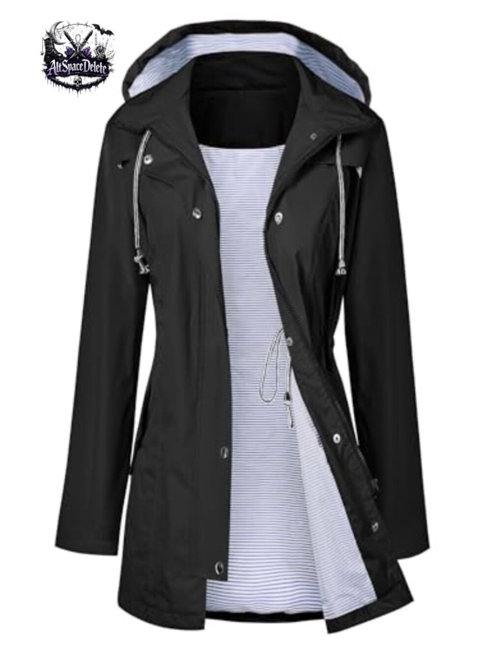 LOMON Waterproof Long Hooded Trench Raincoat Lined Windbreaker